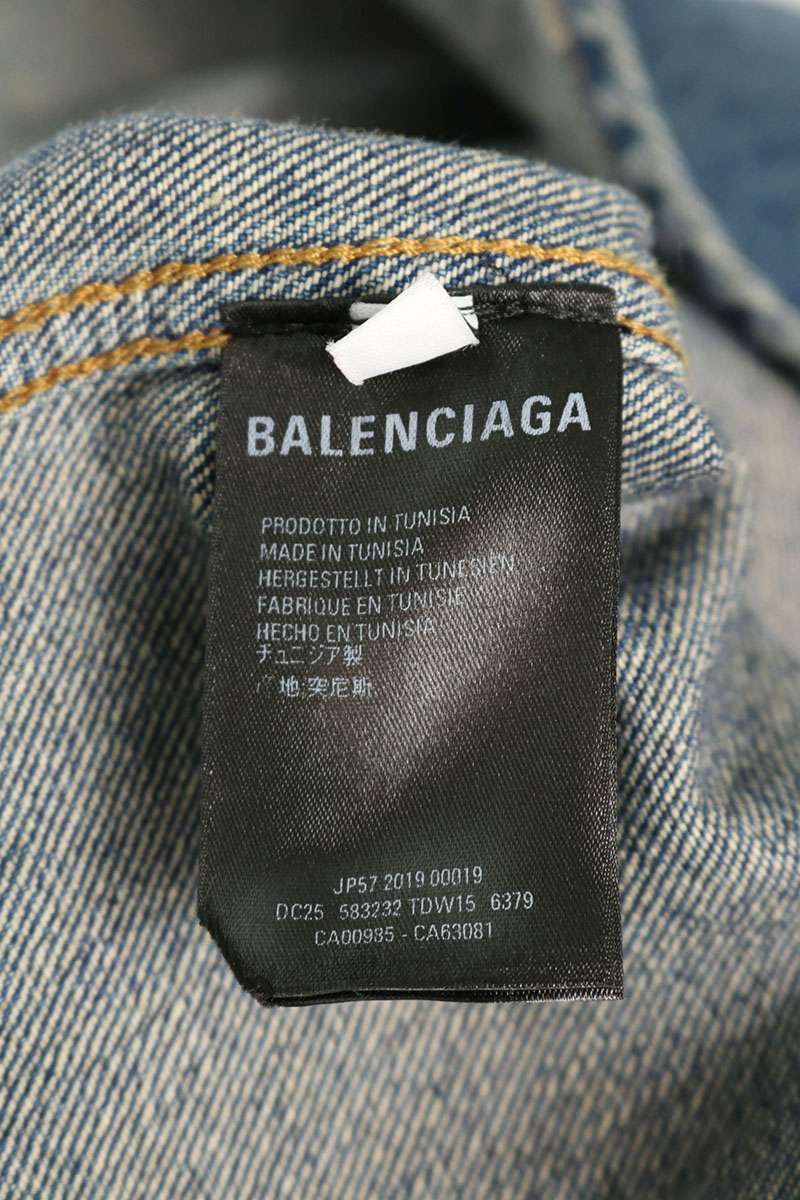 BALENCIAGA Vintage Wash Long Sleeve Shirt Indigo Size L