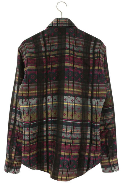 LOUISVUITTON 21SS Monogram Check Silk Sleeve Shirt Size S