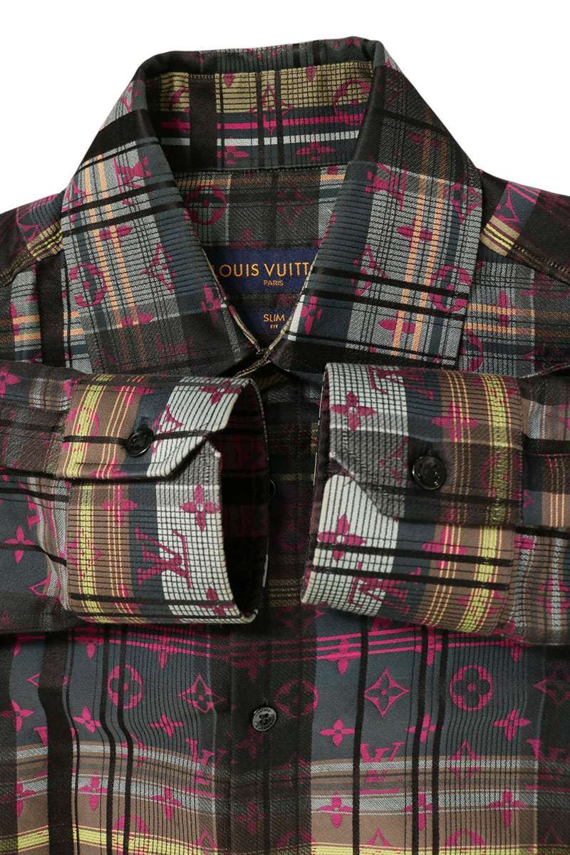 LOUISVUITTON 21SS Monogram Check Silk Sleeve Shirt Size S