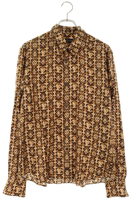 LOUISVUITTON 26SS Monogram Overlap Silk Sleeve Shirt Size S