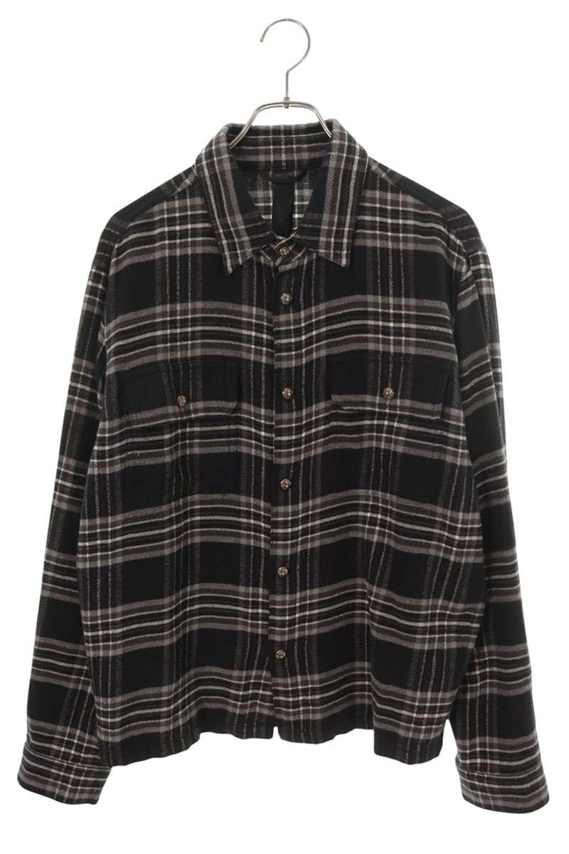 Chrome Hearts WORK DOG Cross Ball Check Sleeve Shirt Size M