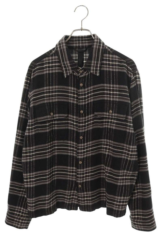 Chrome Hearts WORK DOG Cross Ball Check Sleeve Shirt Size M