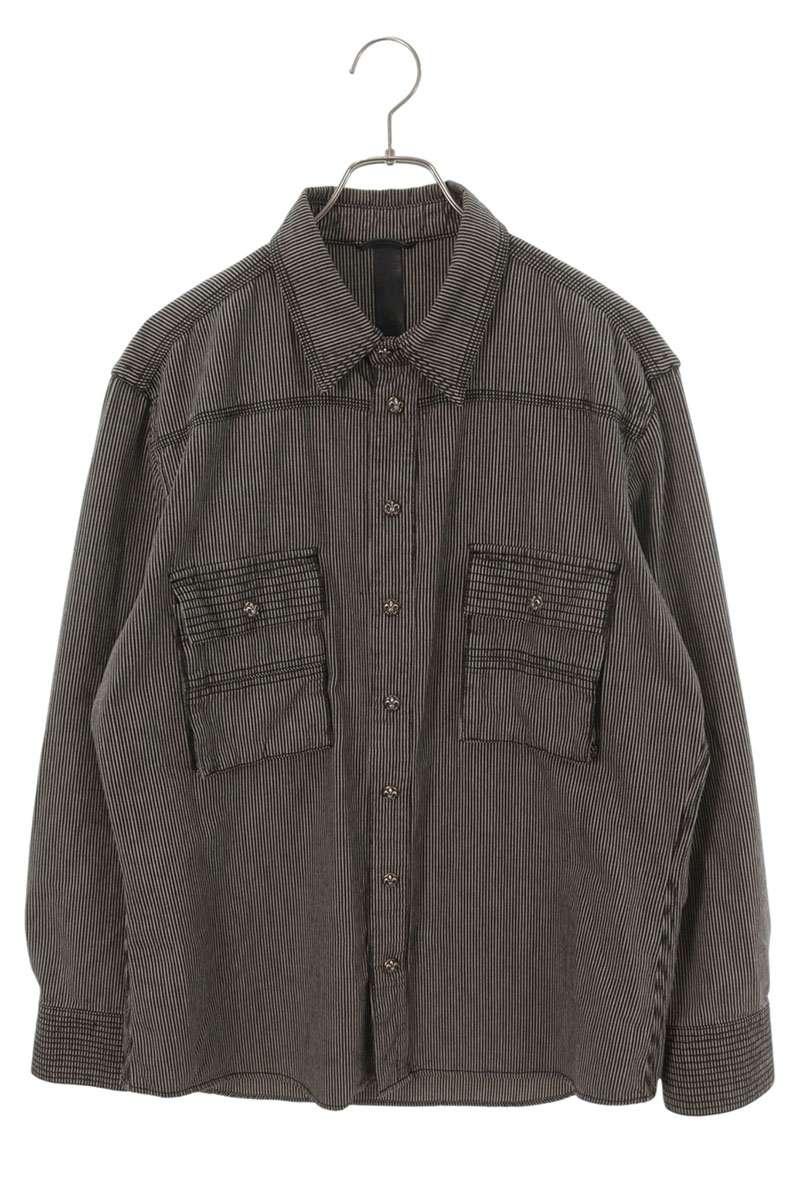 Chrome Hearts BS Fleur Patch Hickory Denim Shirt L Size L