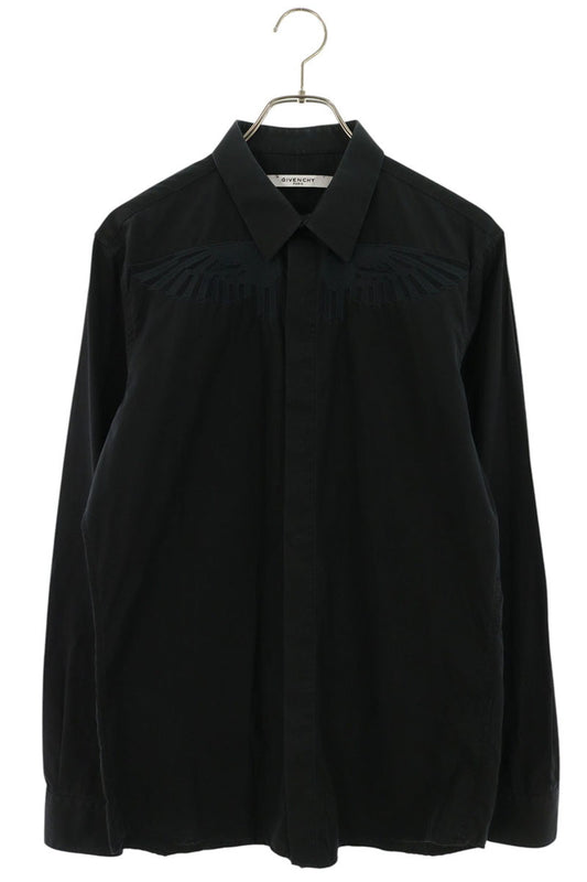 GIVENCHY Feather Embroidered Shirt Black Size 40