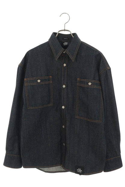 S.R. STUDIO Raw Denim Long Sleeve Shirt Blue Size XS
