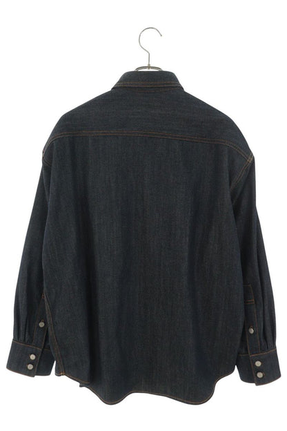 S.R. STUDIO Raw Denim Long Sleeve Shirt Blue Size XS