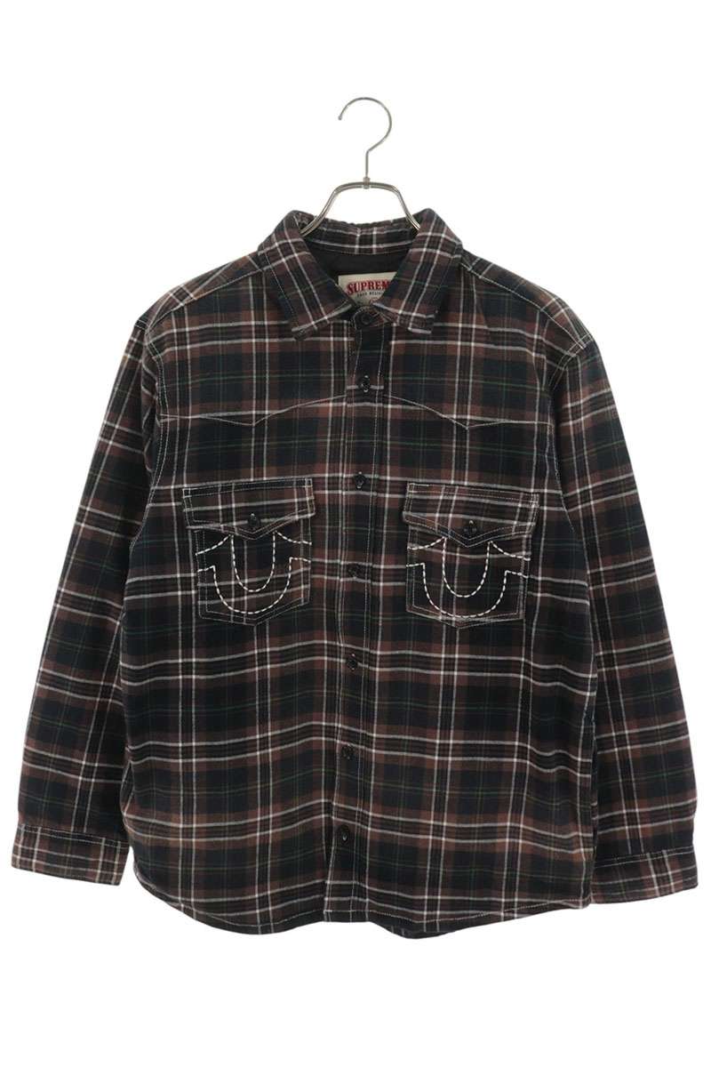 SUPREME 25AW True Religion Quilted Plaid Shirt Brown Size S