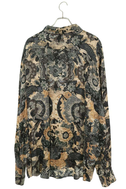 ACNE STUDIOS All-Over Print Rayon Shirt Navy/Beige Size 54
