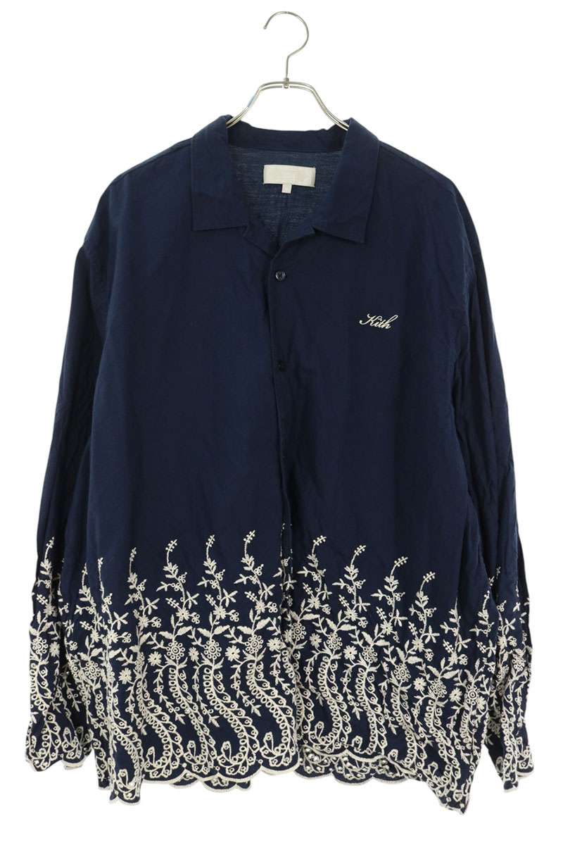 KITH 24SS Adonis Camp Collar Embroidered Shirt Size XL