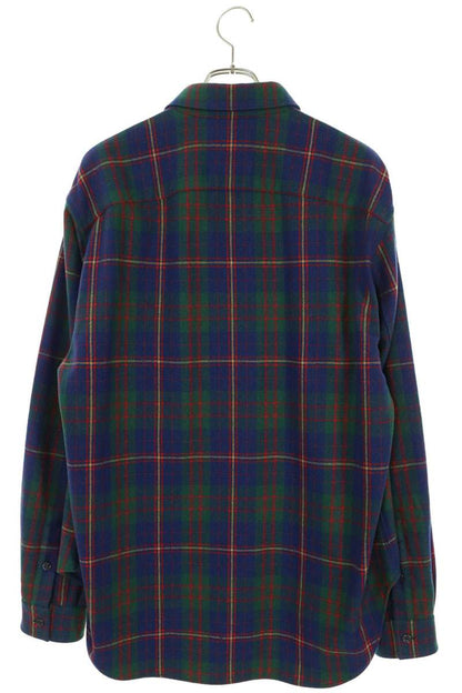 GUCCI Wool Blend Check Shirt Green Size 48
