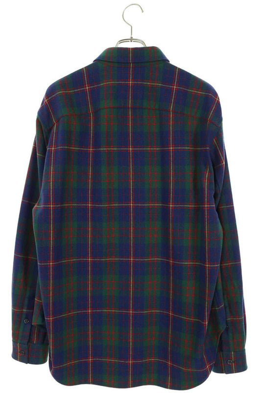 GUCCI Wool Blend Check Shirt Green Size 48