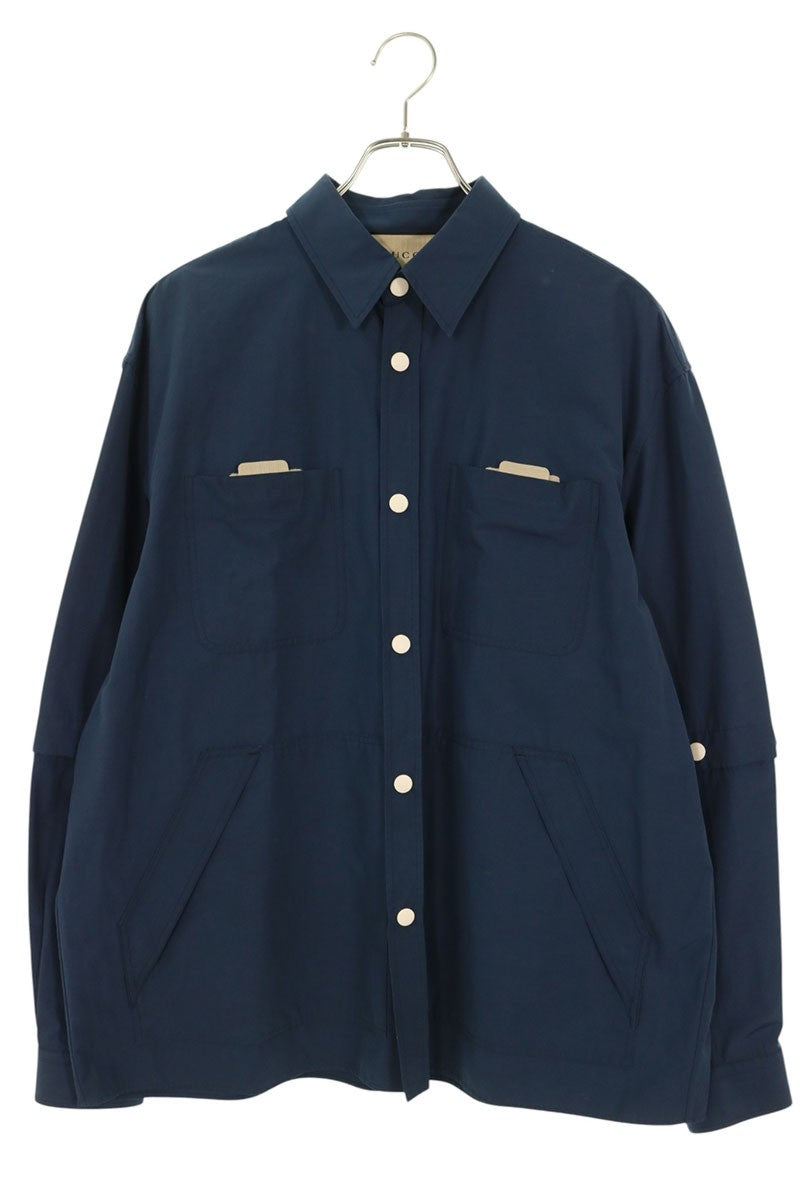 GUCCI Logo Embroidered Cotton Blend Shirt Size 48