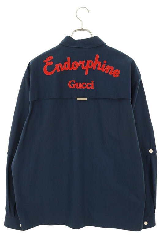 GUCCI Logo Embroidered Cotton Blend Shirt Size 48