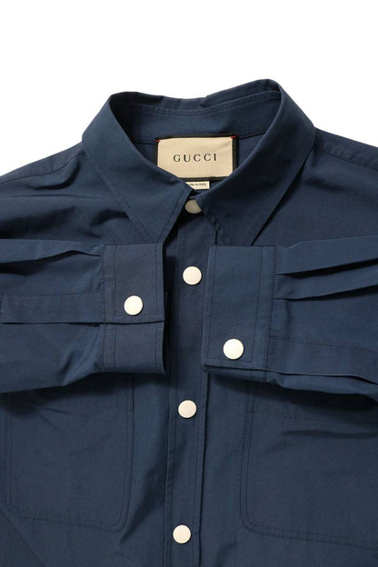 GUCCI Logo Embroidered Cotton Blend Shirt Size 48