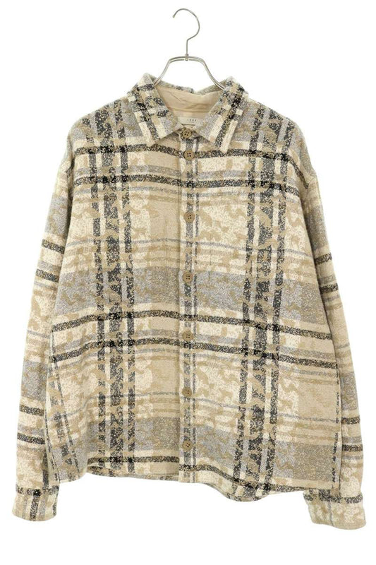 STUDIO Beige Check Jacquard Oversized Shirt Size 48
