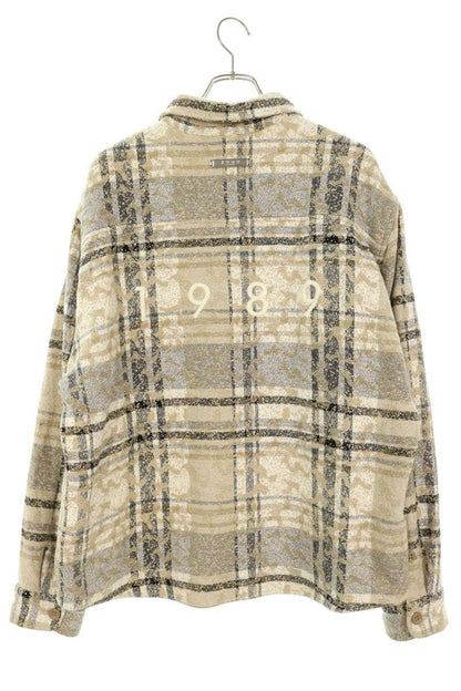 STUDIO Beige Check Jacquard Oversized Shirt Size 48