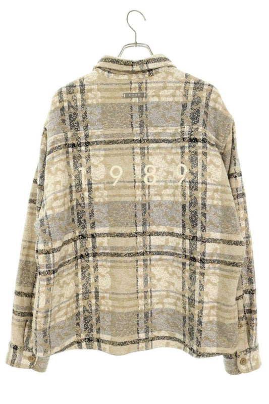 STUDIO Beige Check Jacquard Oversized Shirt Size 48