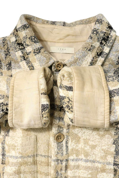 STUDIO Beige Check Jacquard Oversized Shirt Size 48
