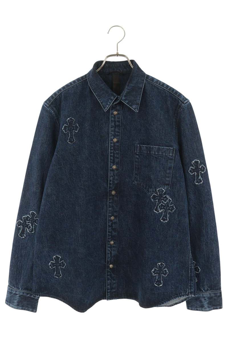 Chrome Hearts Loose Ends Cross Patch Denim Shirt Size XL