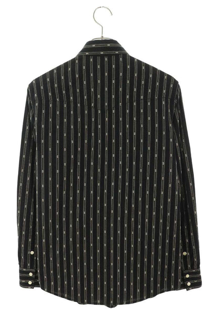 CELINE Triomphe Western Long Shirt Black/White Size XS