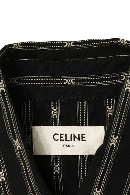 CELINE Triomphe Western Long Shirt Black/White Size XS