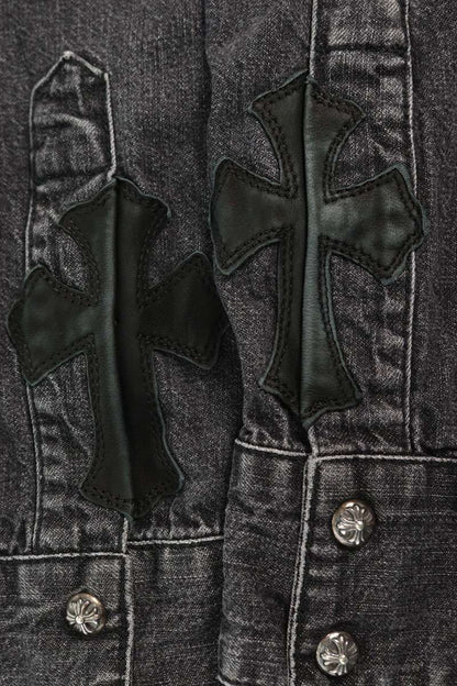 Chrome Hearts LOOSEENDS Long Sleeve Cross Patch Shirt Black Size XL