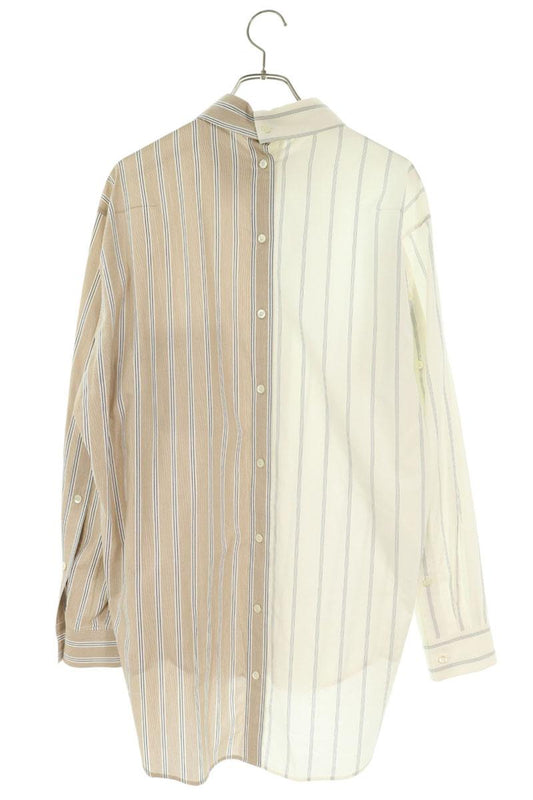 UJOH Cotton Stripe Long Sleeve Shirt White/Beige Size 2