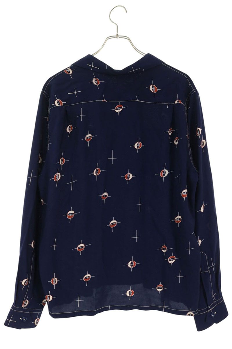 At Last & Co All-Over Print Long Sleeve Shirt Navy Size 15