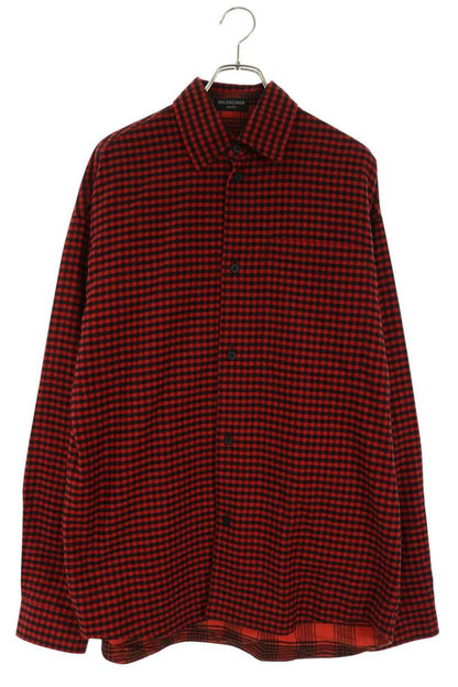 BALENCIAGA Check Reversible Long Shirt Red/Black Size XXS