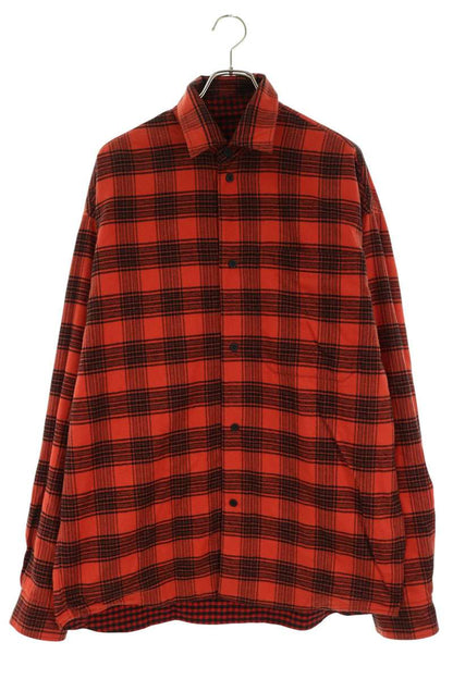 BALENCIAGA Check Reversible Long Shirt Red/Black Size XXS