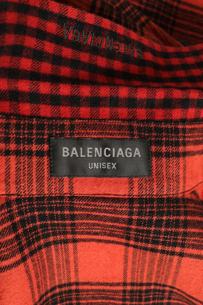 BALENCIAGA Check Reversible Long Shirt Red/Black Size XXS