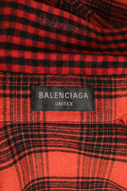 BALENCIAGA Check Reversible Long Shirt Red/Black Size XXS