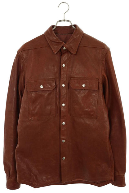 Rick Owens Lamb Leather Back Belt Long Shirt Brown Size 46