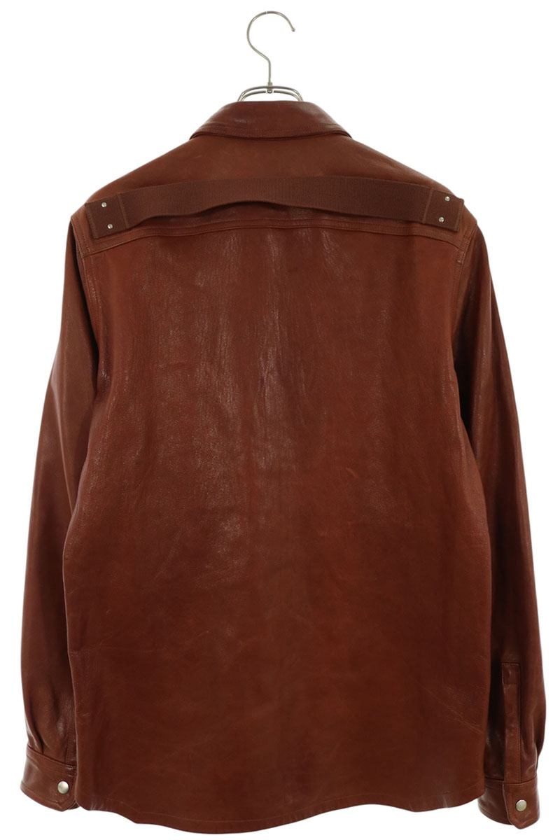 Rick Owens Lamb Leather Back Belt Long Shirt Brown Size 46