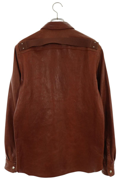 Rick Owens Lamb Leather Back Belt Long Shirt Brown Size 46