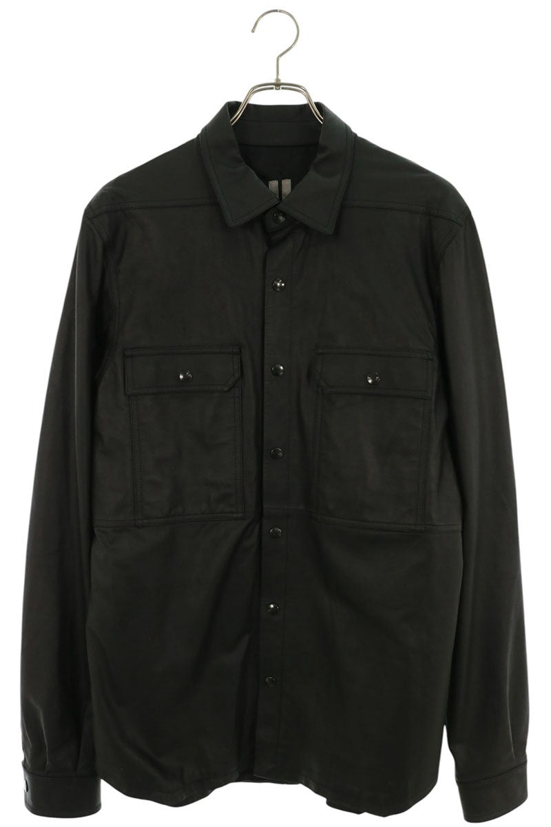 Rick Owens Lamb Leather Back Belt Long Shirt Black Size 50