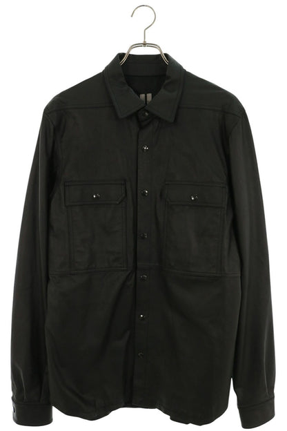 Rick Owens Lamb Leather Back Belt Long Shirt Black Size 50