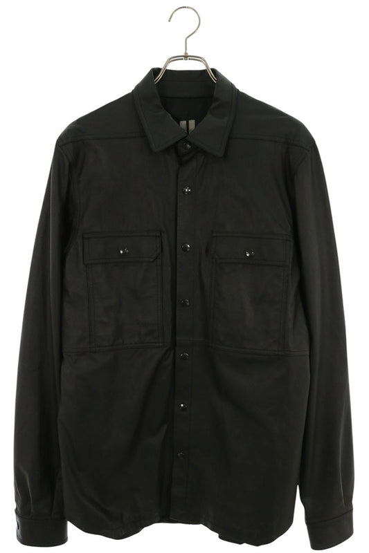 Rick Owens Lamb Leather Back Belt Long Shirt Black Size 50