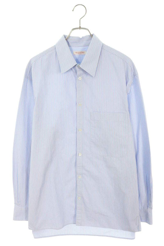 VALENTINO Cotton Stripe Button-Down Shirt Light Blue Size 41
