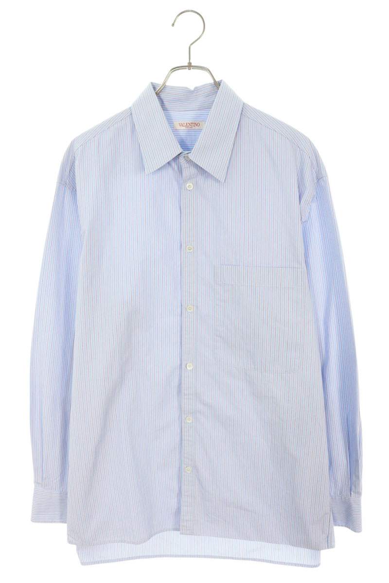 VALENTINO Cotton Stripe Button-Down Shirt Light Blue Size 41