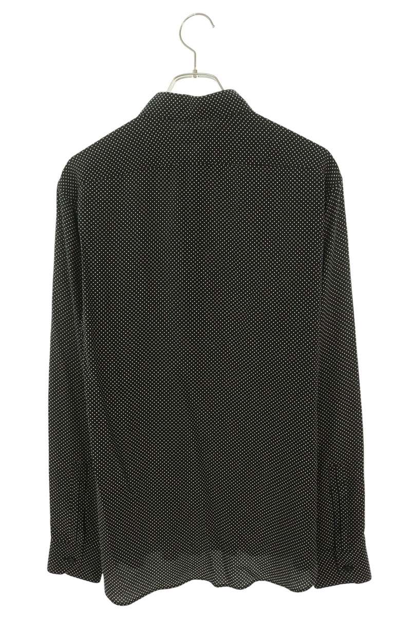 SAINT LAURENT PARIS Dot Pattern Silk Shirt Black Size L