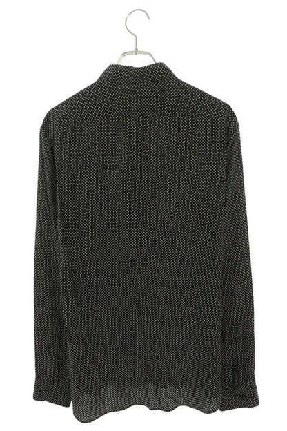 SAINT LAURENT PARIS Dot Pattern Silk Shirt Black Size L