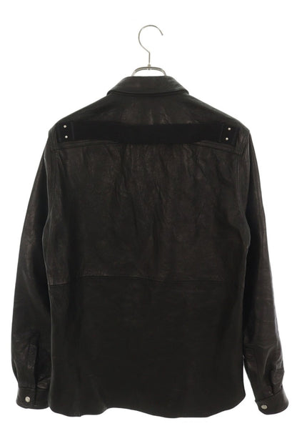 Rick Owens Lamb Leather Outer Long Shirt Black Size 44