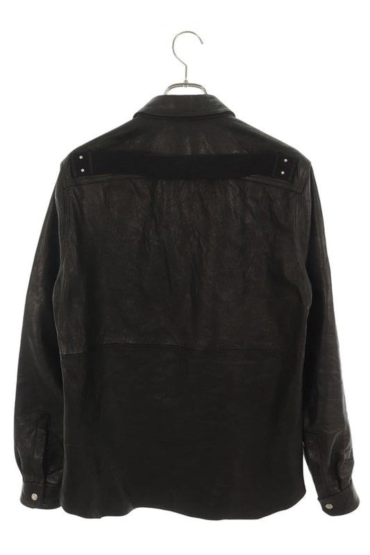 Rick Owens Lamb Leather Outer Long Shirt Black Size 44