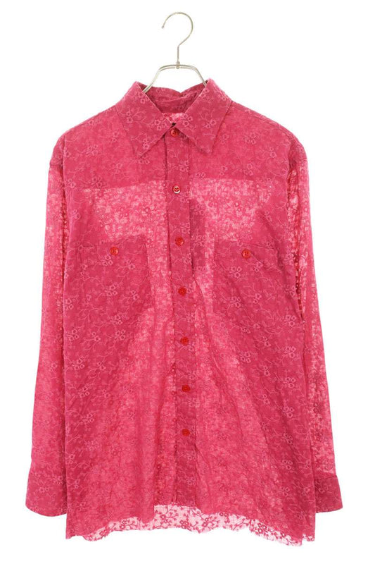 Needles Flower Embroidered Linen Blend Shirt Pink Size M