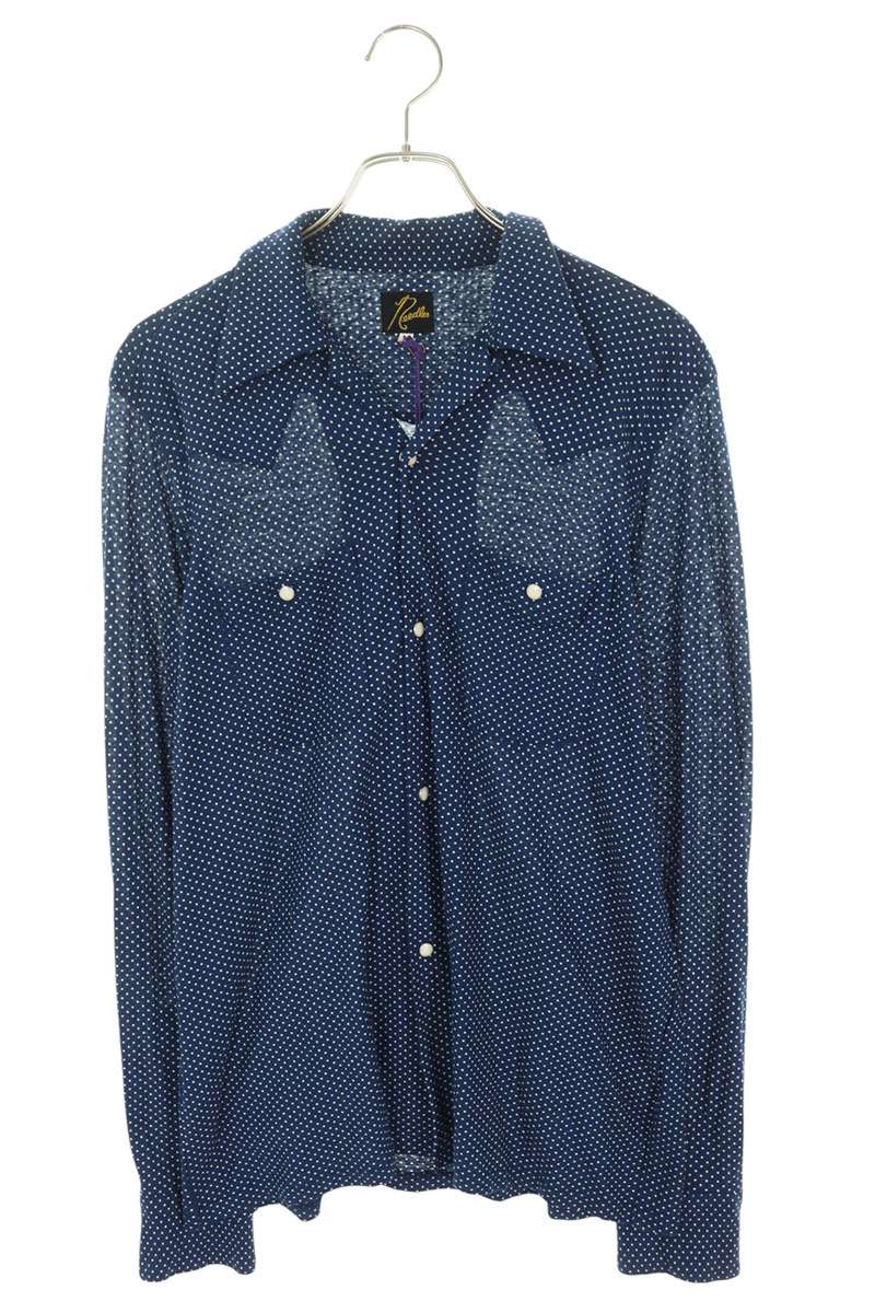Needles Dot Pattern Snap Button Shirt Blue Size M