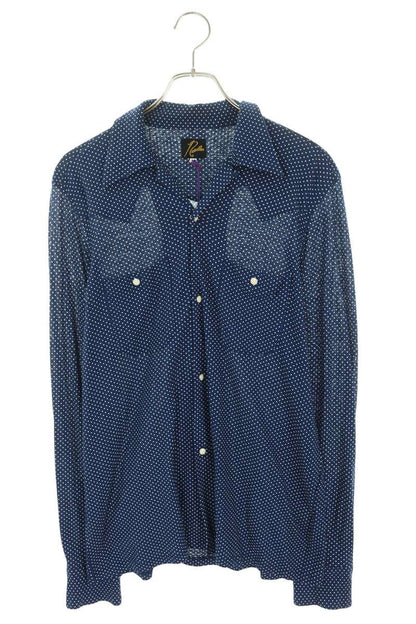 Needles Dot Pattern Snap Button Shirt Blue Size M