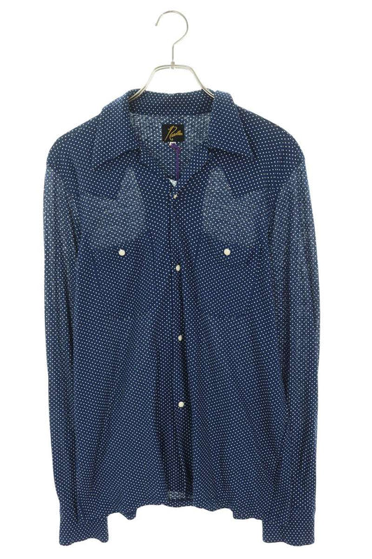 Needles Dot Pattern Snap Button Shirt Blue Size M