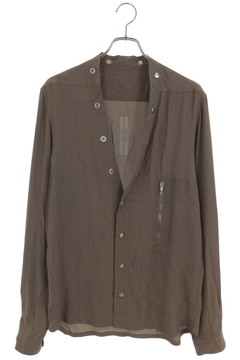 Rick Owens RU20S7287-CC Larry Long Sleeve Shirt Brown Size 46