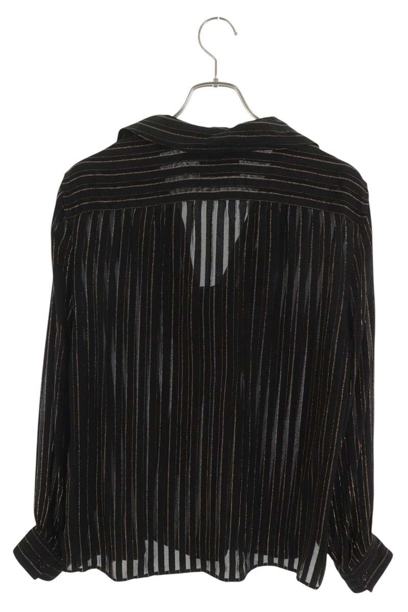 SAINT LAURENT PARIS 22AW Silk Shirt Black/Gold Size 38